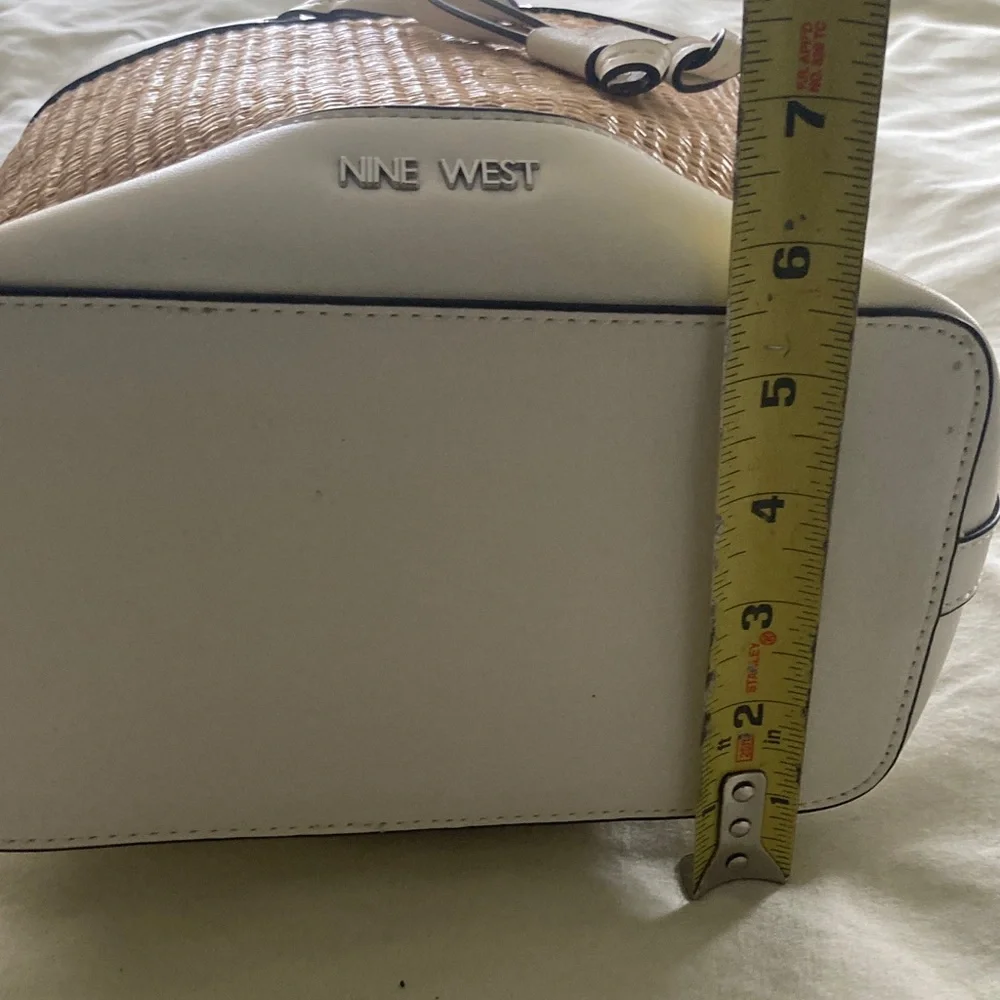 Nine West White Straw-Trim Bucket Bag with Braided Strap - Picture 12 of 12